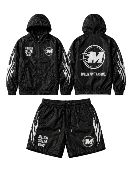 MDG Black Windbreaker Set